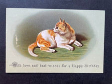VICTORIAN GREETING CARD BIRTHDAY CAT KITTEN SITTING   2