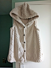Ladies Hooded Beige Faux Fur
