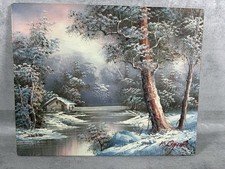 Original winter landscape oil - original,