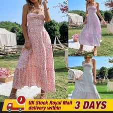 Women Halter Boho Floral Midi