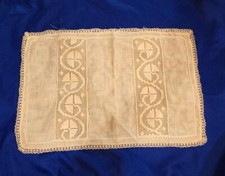 Antique Vintage Boudoir Pillow Sham -  Net Lace Hand Crochet  Border