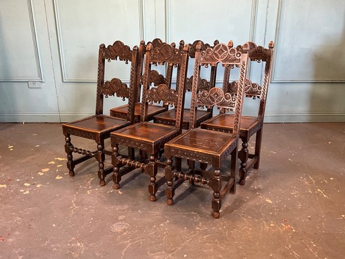Antique oak carved - 6x,