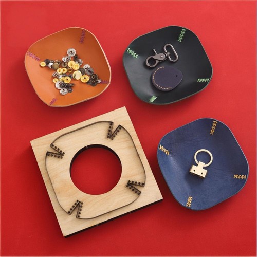 Square tray leather cutting - square,