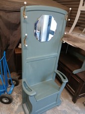 Painted 1940s Oak Hall Stand With Seat.