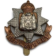 Original East Surrey Regiment Cap Badge - Genuine British Army Badge