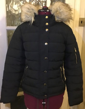 TOPSHOP LADIES DARK NAVY PADDED HOODED JACKET   SIZE 8 (36)   