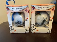 2 Dutch Christmas Tree Decorations - Delft Blue