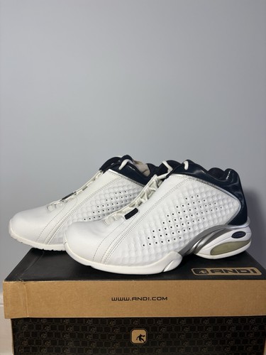 And1 men white navy leather - men's, white/navy