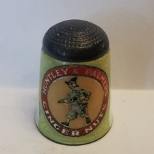 Vintage Sterling Silver Enameled Thimble Advertising Huntley & Palmer Ginger Nut
