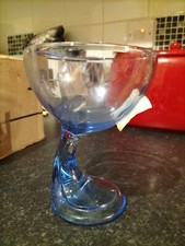 vintage 80S  90S italian fidenza 6 BLUE DESSERT BOWLS boxed Retro ART DECO STYLE