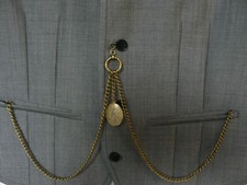 unusual double albert antiques bronze plated pocket watch chain fob tbar locket 