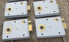 4 vintage toilet door locks NEW OLD STOCK PRIVACY RIM LOCKS home improvement