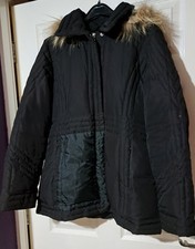 designer Marvin Richards Down Filled Coat Black Medium Duck & raccoon feather
