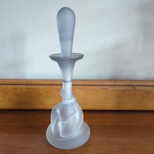 Ion Tamaian Art Glass Perfume Bottle With Stopper Blue Grey Frosted Signed