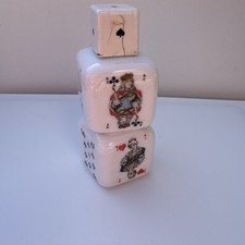 Vintage Italian Milk Glass Miniature Bottle Decorated In Playing Cards 1950’s  