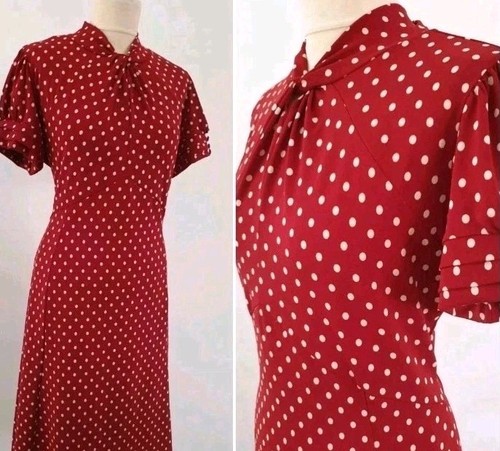 Vintage 1940s style red cream - vintage,