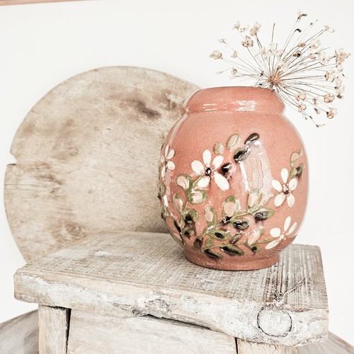 Antique redware floral glaze - antique,