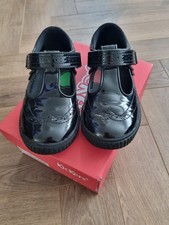 Girls School Shoes Kickers Black Patent T Bar Brogues shoes EUR 30 UK 12