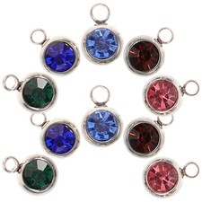 10 Pcs Hanging Rhinestone Charms Stainless Steel Jewelry Making Pendants