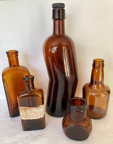 Job lot vintage amber glass - job,