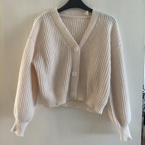 Cropped cream chunky - cream, knit