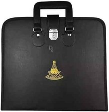 PAST MASTER BLUE LODGE APRON CASE - BLACK IMITATION LEATHER MM, WM, PROVINCIAL