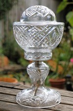 Table Lamp An Antique Heavy Cut Lead Crystal Lamp & Domed Shade Early 20th C.