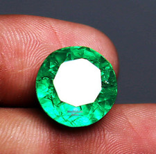 10-11 Ct Green Emerald Certified Natural Colombian Loose Gemstone Round Cut