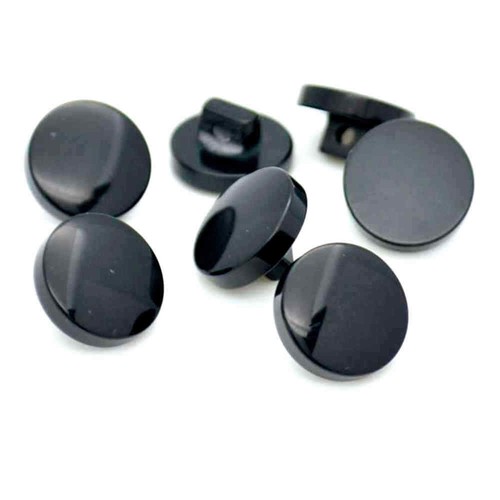 Black flat round shank buttons - flat,