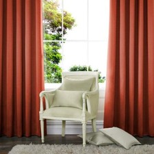 Modern Spice Terracotta 100% Cotton Canvas Button Tab Top Curtains