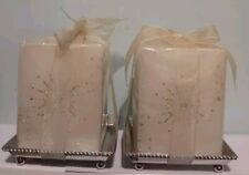 New Tesco Jewelled Square Candle On Metal Plate 4 x 4 x 4 In Pair