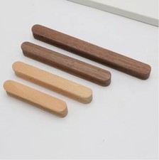 Walnut Beech Wooden Cabinet Pull Handles  Wood Cupboard Drawer Door Knobs Screws