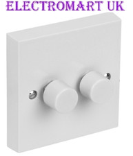 2 GANG 1 WAY DOUBLE WALL LIGHT DIMMER SWITCH TURN ON OFF 60W MIN TO 250W MAX