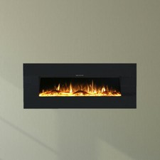 Ezee Glow Zara 50" Black Wall Mounted or Recessed / Built In Electric Fire