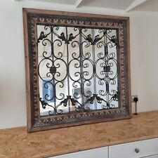 Beautiful Wooden Framed Mirror - Vintage Belgian Window with Metal Shutters
