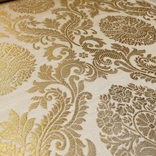 Brocade Floral Fabric Gold