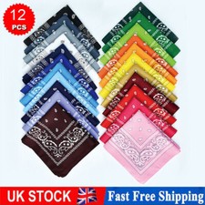 12 PACK OF PAISLEY BANDANAS HEAD WRAP SCARVES BANDANA MIXED COLOURS 100% COTTON
