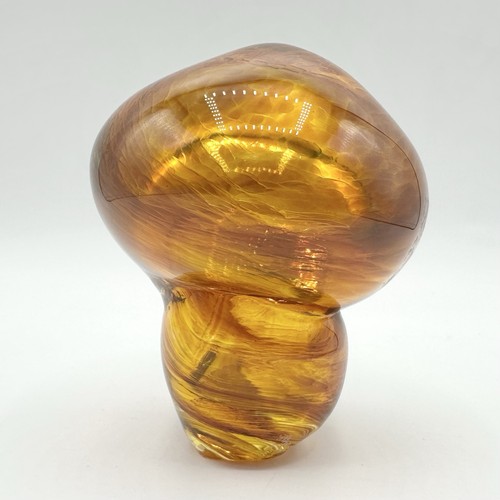 Handblown art glass mushroom - glass,