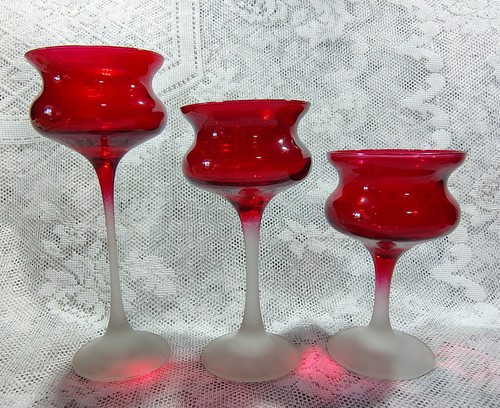 Vintage ruby red frosted - red, &