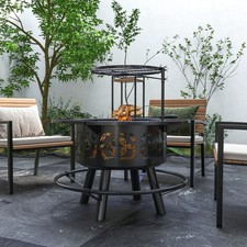 Outsunny Fire Pit BBQ Grill