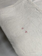 Antique French Hemp Linen Sheet. GT initials. Slubby Rustic French Textile