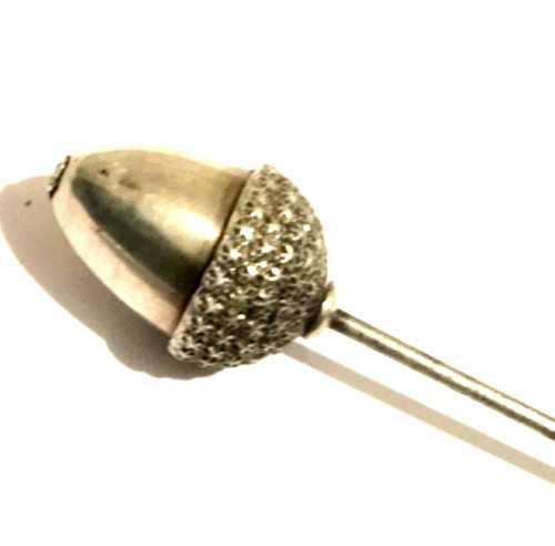 Antique silver acorn hatpin - antique,