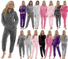 Ladies Soft Fleece Pyjamas Long Winter Warm Cosy Pyjama PJ Nightwear Lounge Set