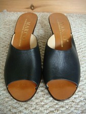 BN Black Leather Marco Made in France Mules Size UK 6.5