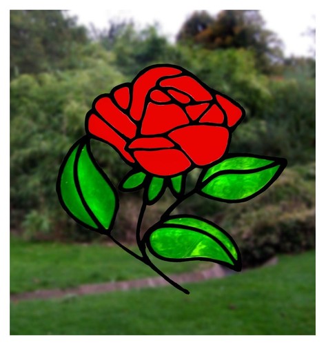 Single rose stained - single,
