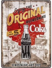 Coca Cola Enjoy The Original large embossed metal sign  400mm x 300mm