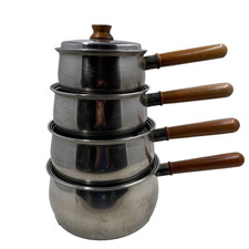 Prestige Lifetime Copper Sauce Pan Set Stainless Steel x4 Saucepans  & Lids Teak