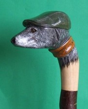 Hand Carved Wooden Walking Stick – Dog Handle Cane – Unique Gift for Pet Lovers