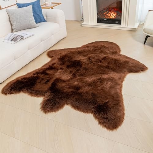 Brown bear rug faux cowhide - brown,