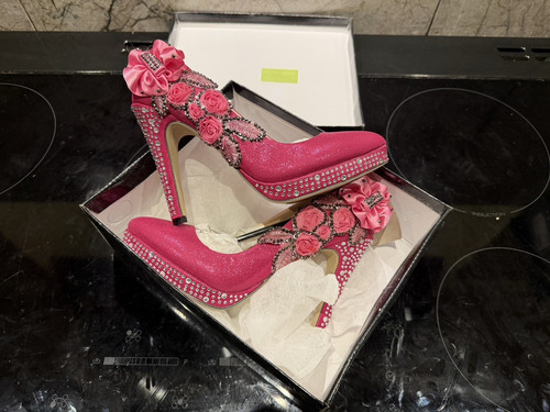 Pink satin court - satin, shoes